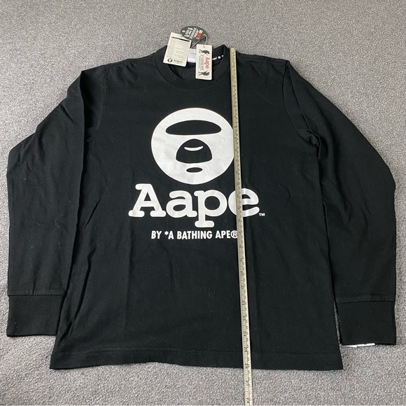 AAPE BY A BATHING APE Black Printed Men’s Long Sleeve T-Shirt Size Small - Picture 11 of 14